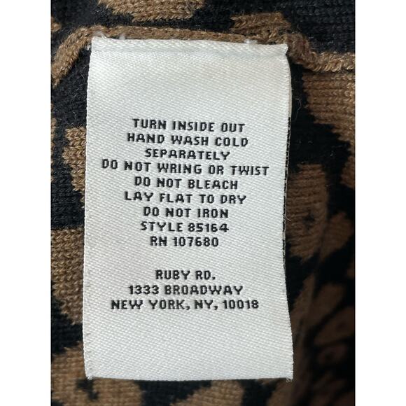 Ruby Rd Road Animal Print Cardigan Open Sz Large Black Brown Leopard  Mob Wife - Picture 5 of 5